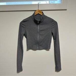 SHEIN Charcoal Zip-Up Crop Top